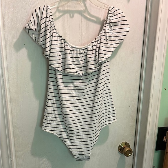J.Crew Striped Bodysuit with Ruffle Sleeves - Picture 5 of 7